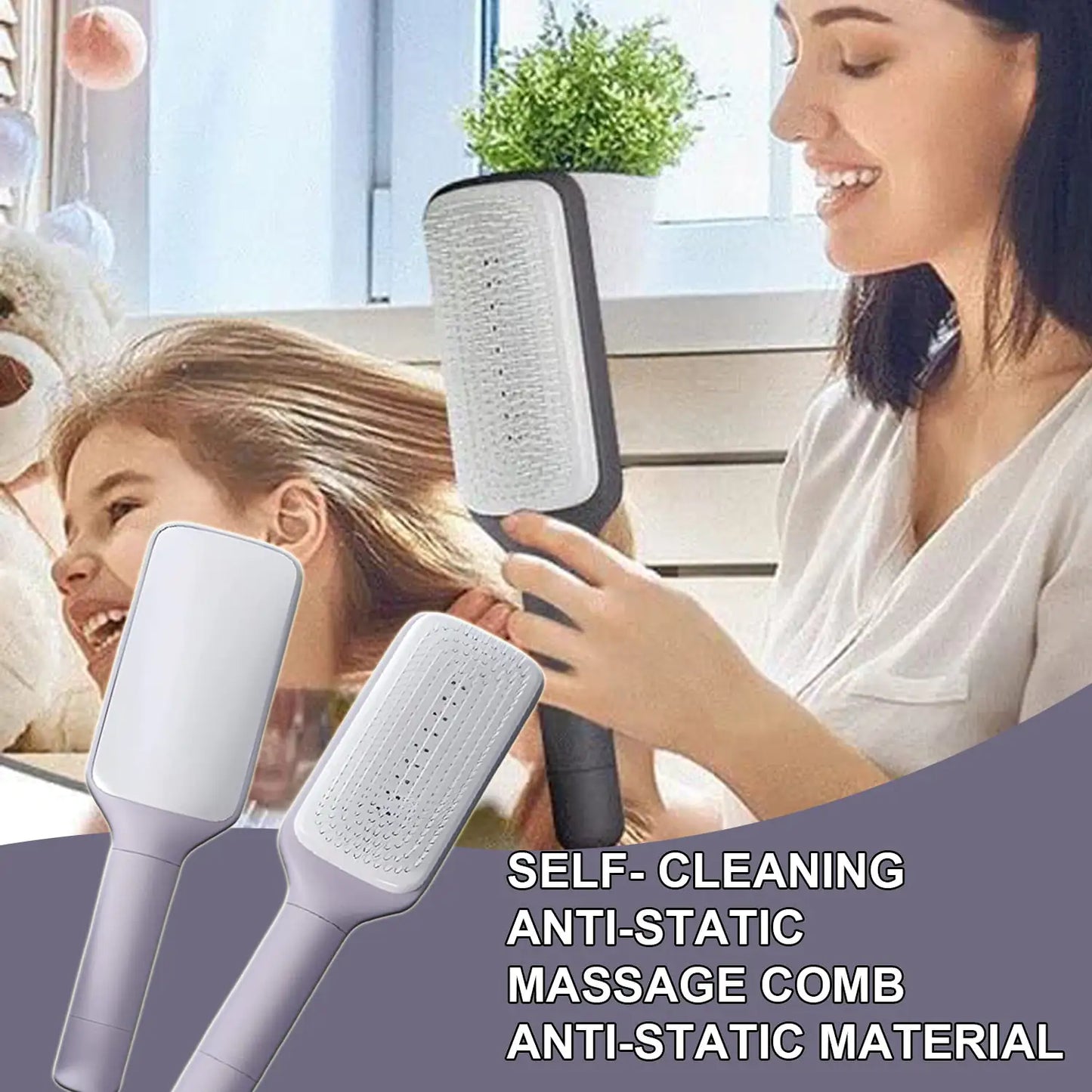 Self-Cleaning Anti-Static Hairbrush