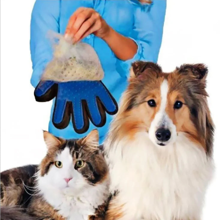 Pet Grooming Gloves for Cats and Dogs with Brush