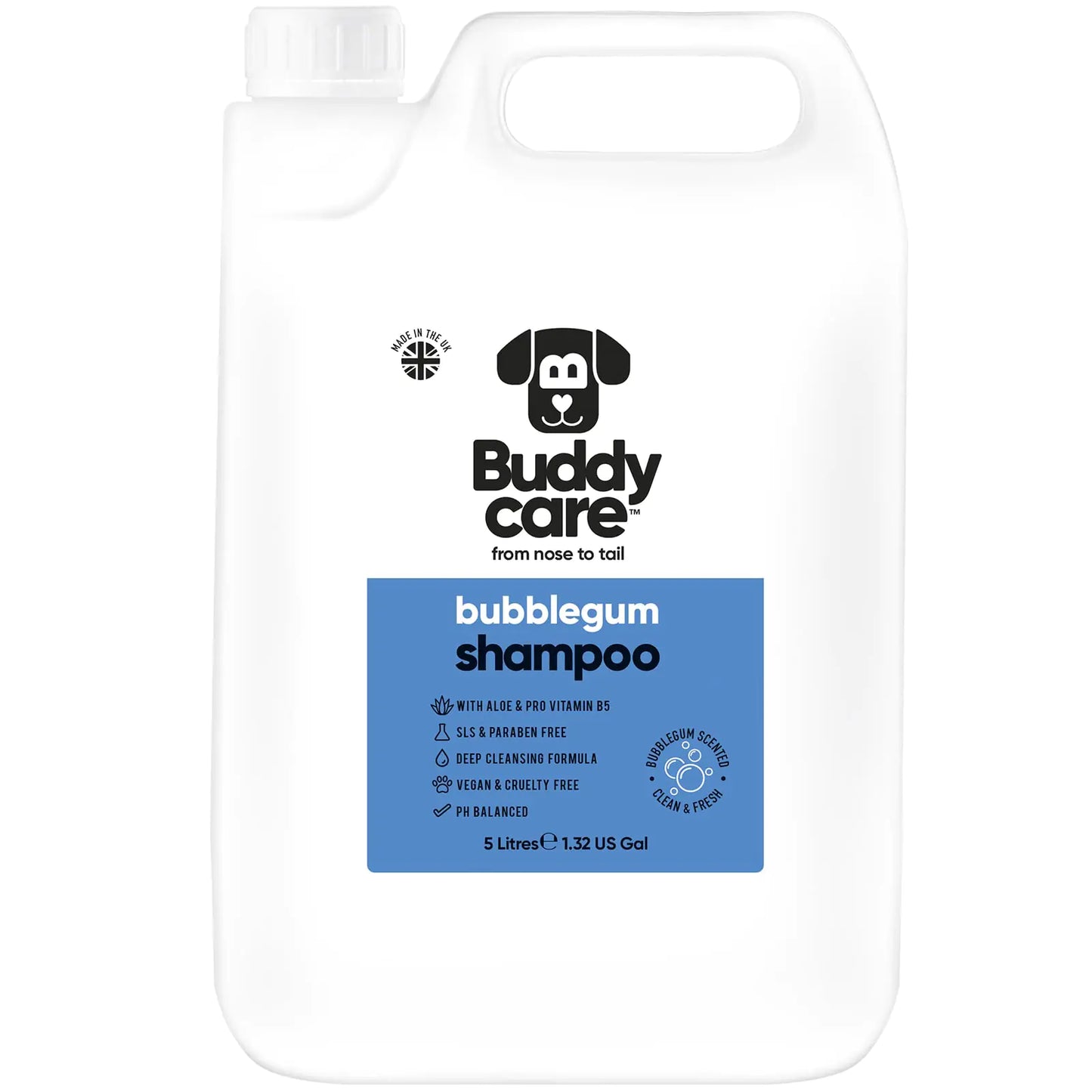 Bubblegum Dog Shampoo by Buddycare | Deep Cleansing Shampoo for Dogs | Bubblegum Scented | with Aloe Vera and Pro Vitamin B5 (169.07oz)